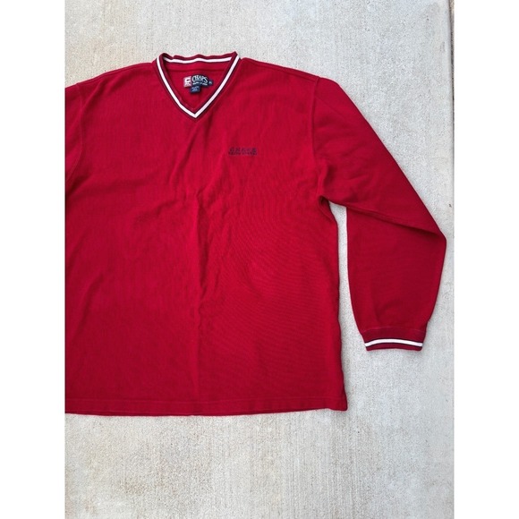 VTG Chaps Ralph Lauren Sweater Mens XL Red V-Neck Knit Pullover Preppy Collegiat - Picture 3 of 8